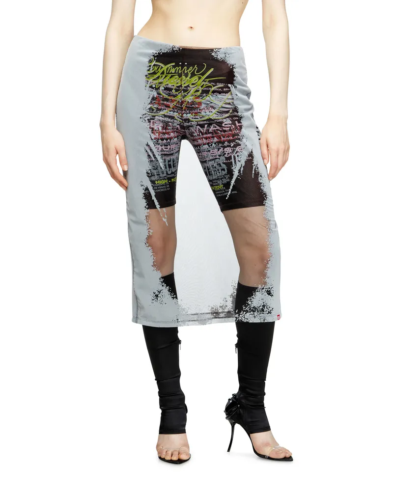 Diesel Mehrlagiger Midi-Rock mit Text-Print - Röcke - Damen - Bunt Bunt