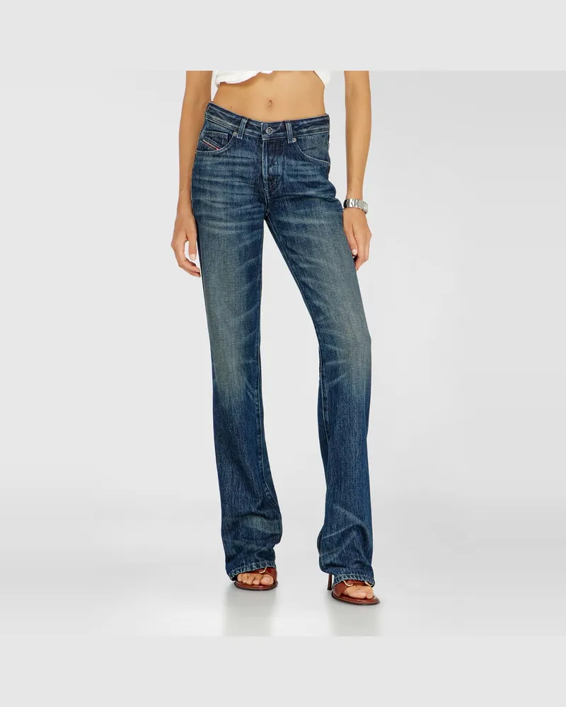 Diesel Regular Jeans Regular Waist D-Heel, Dunkelblau, Knopfverschluss Blau