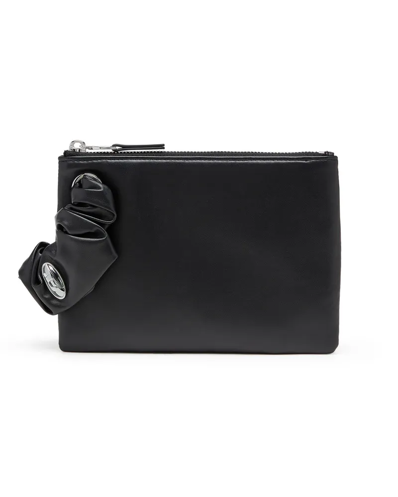 Diesel Reißverschlusstasche mit Haargummi-ähnlichem Handgelenkriemen - Kleine Portemonnaies - Damen - Schwarz Schwarz