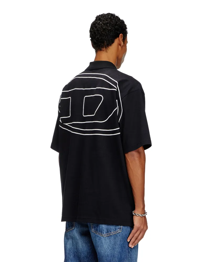 Diesel Poloshirt mit großer Oval D-Stickerei - Polohemden - Herren - Schwarz Schwarz