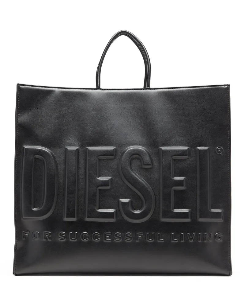 Diesel Dsl 3D-Einkaufstasche aus weichem PU mit geprägtem Logo - Shoppers - Unisex - Schwarz Schwarz
