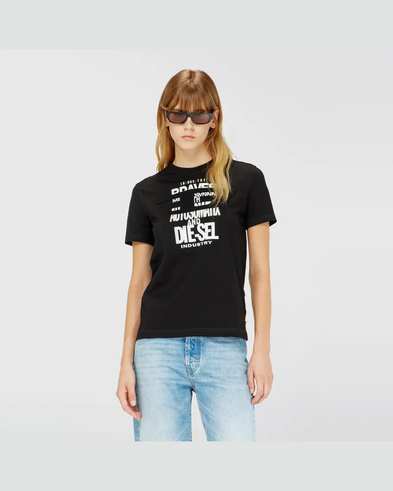 Diesel T-Shirt aus Baumwolle mit Grafikprint - T-Shirts - Damen - Schwarz Schwarz