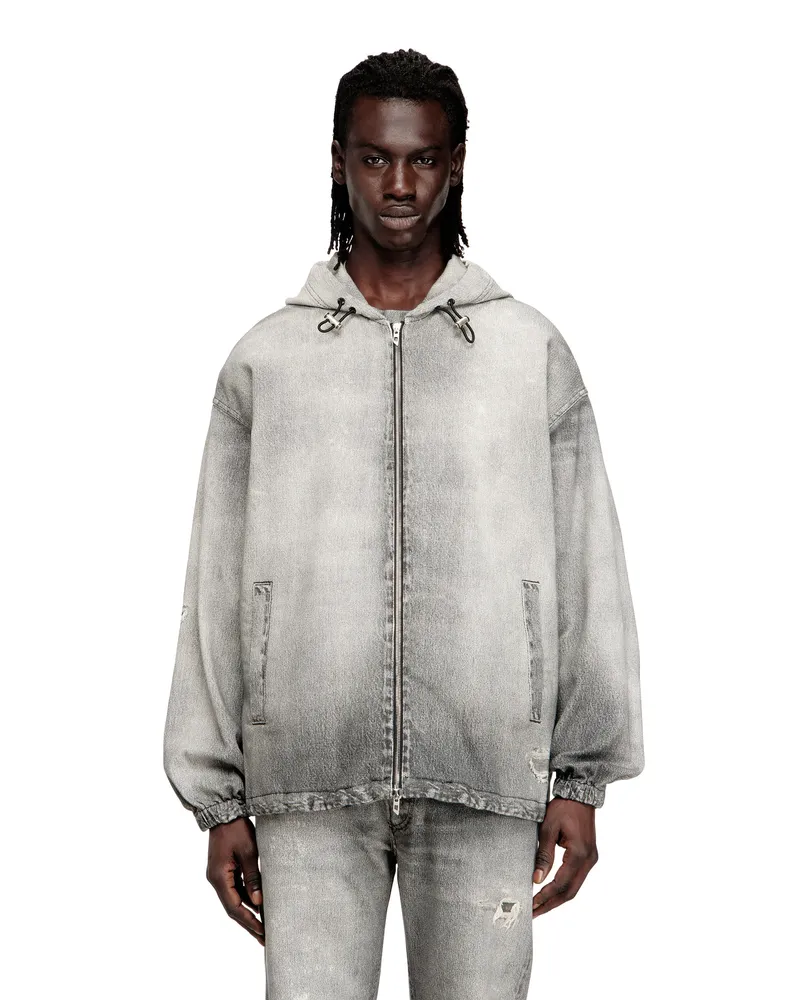 Diesel Kapuzenjacke aus Trompe oeil-JoggJeans - Denim jacken - Herren - Grau Grau