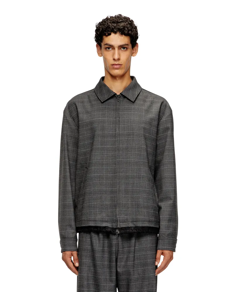 Diesel Coach-Jacke aus Prince-of-Wales-Wollmischung und Satin - Jacken - Herren - Bunt Bunt
