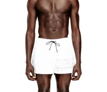 Mittellange Badeshorts mit Umriss-Logo - Badeshorts - Herren - Weiss