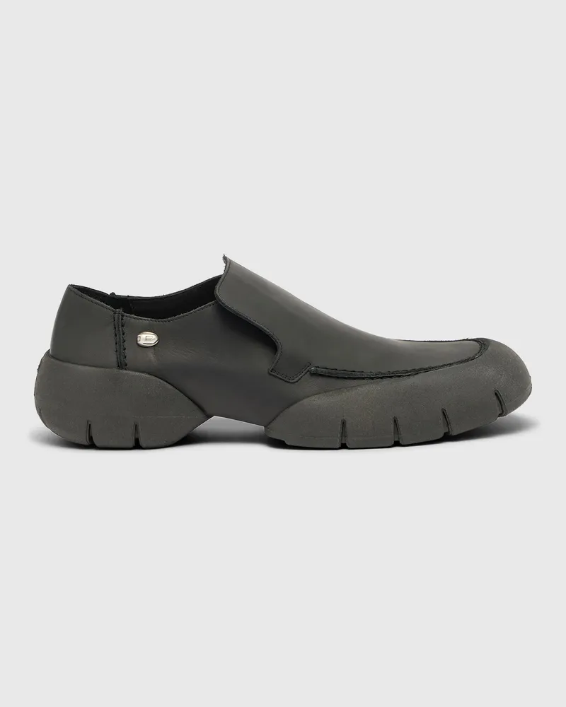 Diesel D-Mathieu-Loafer aus gebürstetem Leder mit Gummisohle - Mokassins und Mules - Herren - Schwarz Schwarz