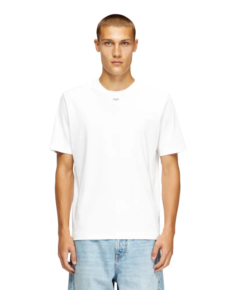 Diesel Reguläres T-Shirt mit Rundhalsausschnitt und ovalem D - T-Shirts - Herren - Weiss Weiss