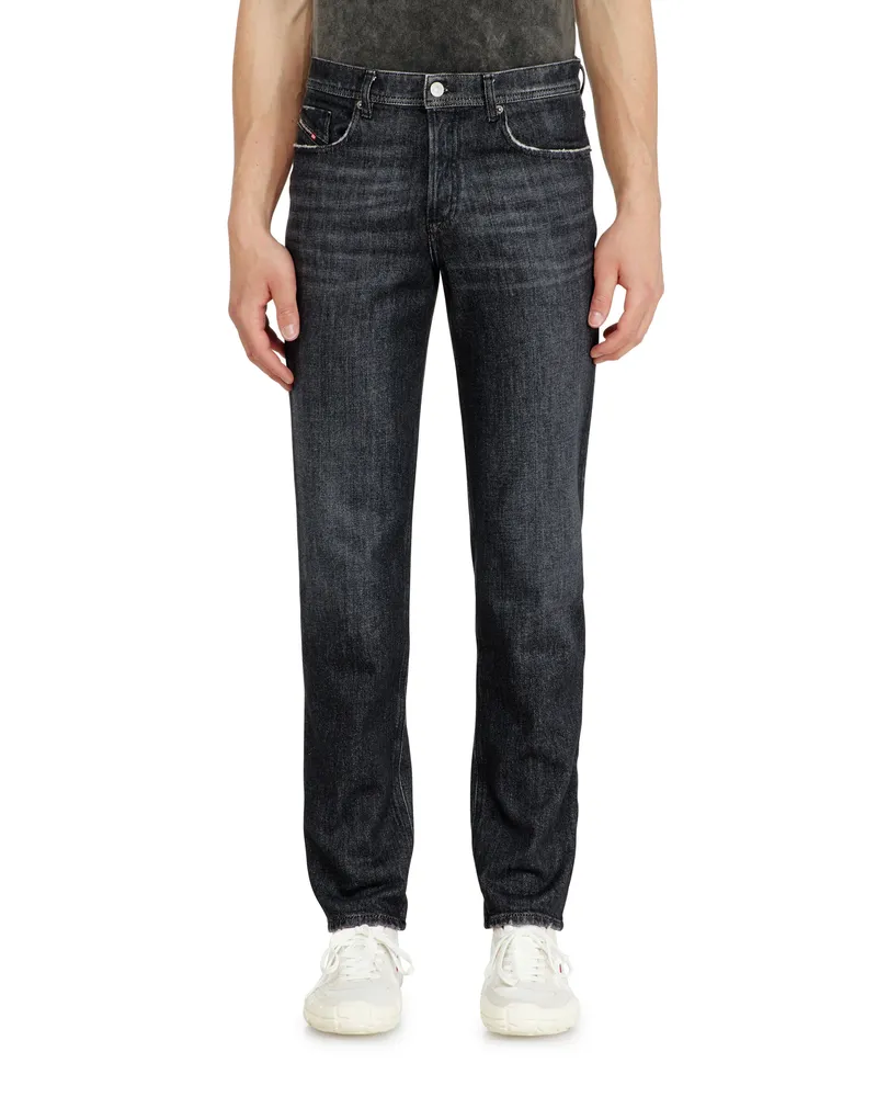 Diesel Regular Jeans Regular Waist 2023 D-Finitive, Schwarz/Dunkelgrau, Knopfverschluss Schwarz