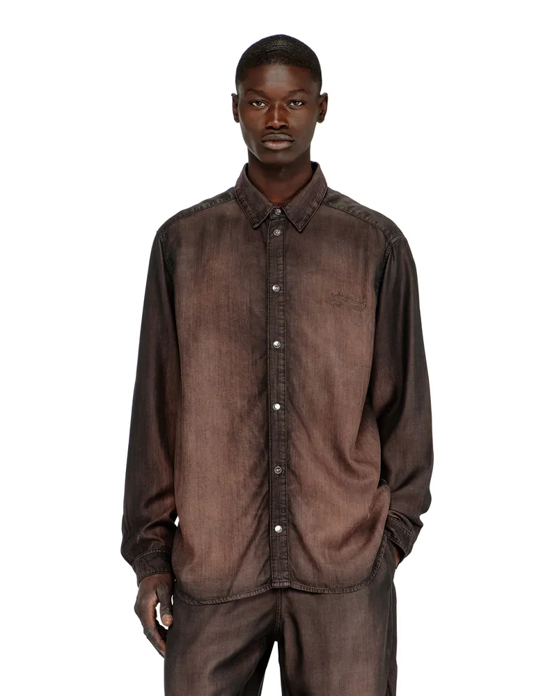 Diesel Hemd aus fließendem, beschichtetem Denim - Denimhemden - Herren 