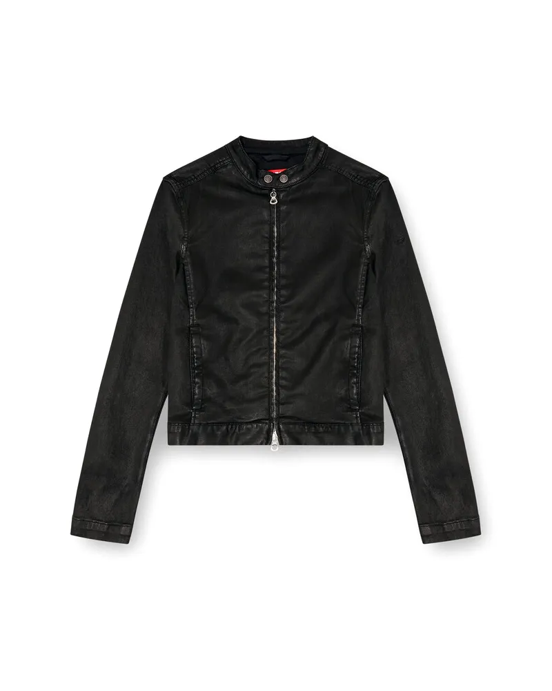 Diesel Motorradjacke aus beschichtetem Denim - Denim jacken - Damen - Schwarz Schwarz