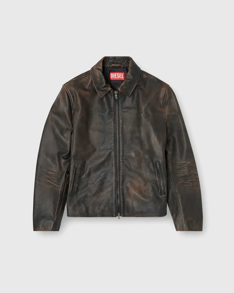 Diesel Coachjacke aus behandeltem Leder - Lederjacken - Herren - Braun Braun