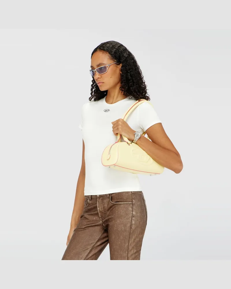 Diesel Schmal geschnittenes T-Shirt mit metallischem Oval D - T-Shirts - Damen - Weiss Weiss