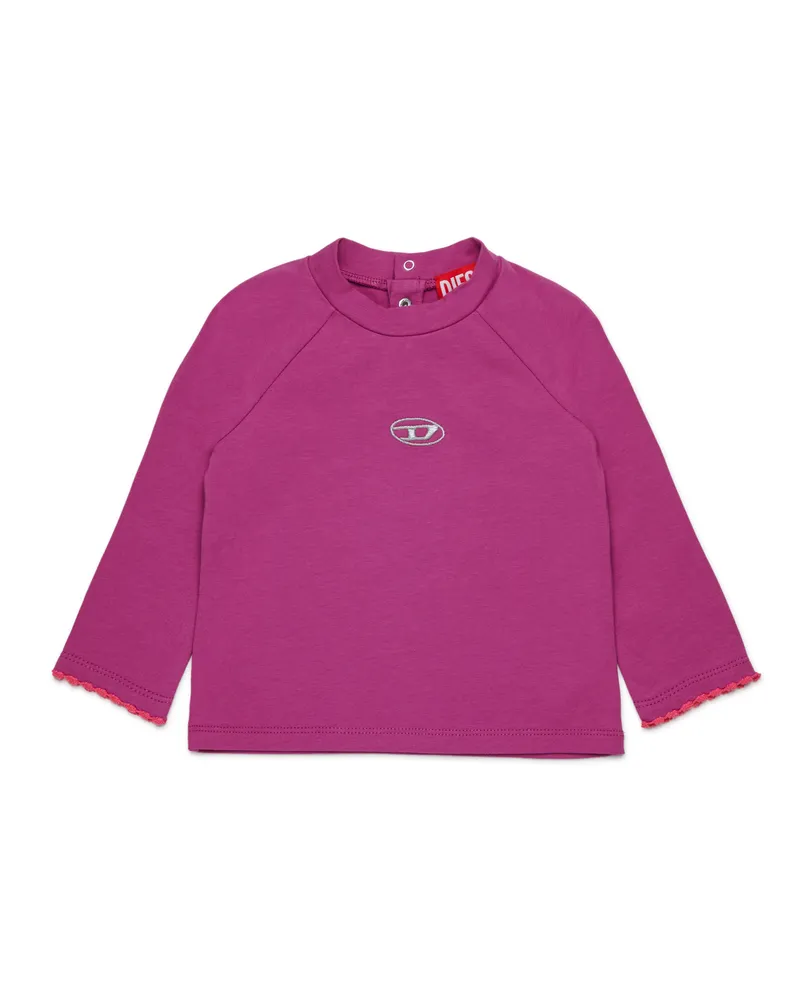 Diesel Baumwoll-T-Shirt mit gesticktem Logo - T-Shirts und Tops - Damen - Violett Violett