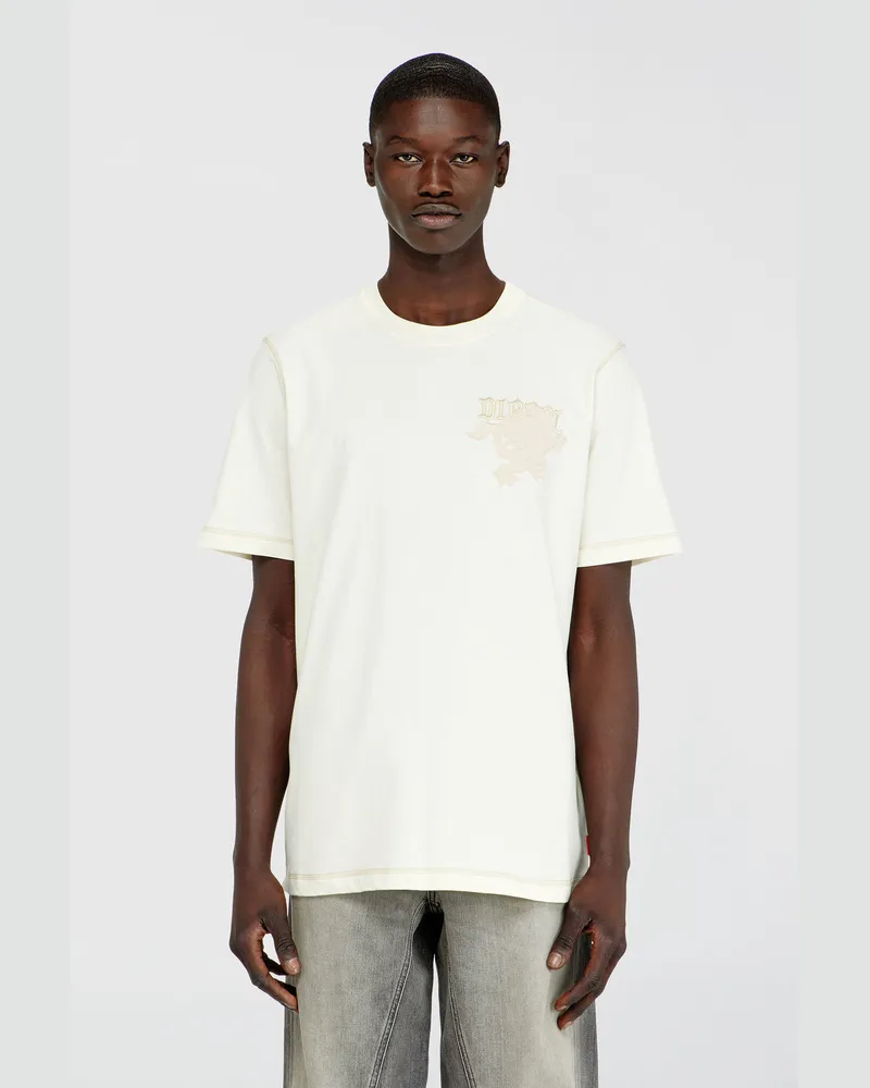 Diesel Reguläres T-Shirt mit besticktem Aufnäher - T-Shirts - Herren - Weiss Weiss