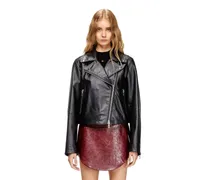 Bikerjacke aus gewachstem Leder - Lederjacken - Damen - Schwarz