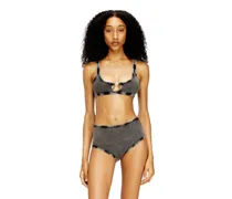 Bralette aus gerippter Baumwolle mit ovalem Schmuck-D - BHs - Damen - Grau