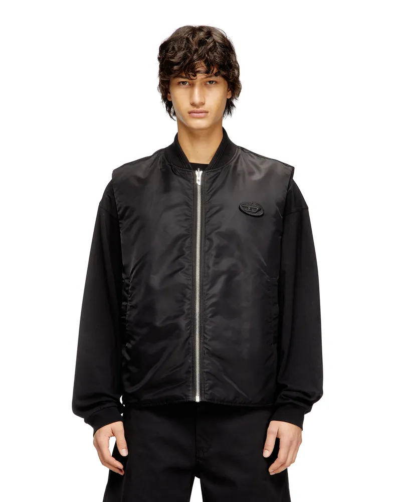 Diesel Gepolsterte Satinweste mit Oval-D-Stickerei - Winterjacken - Herren - Schwarz Schwarz