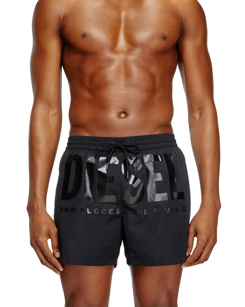 Diesel Mittellange Bade-Shorts mit Maxi-Logo - Badeshorts - Herren - Schwarz Schwarz