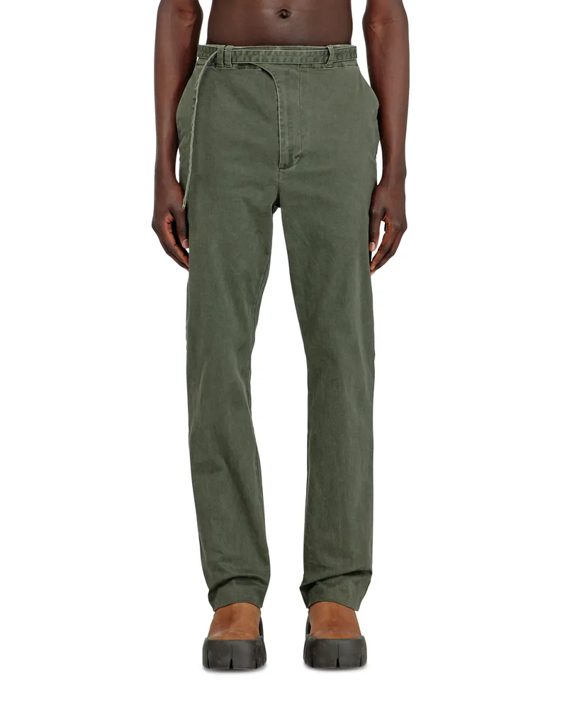 Diesel Beschichtete Baumwoll-Twill-Hose mit Biker-Riemen - Hosen - Herren - Grün Grün