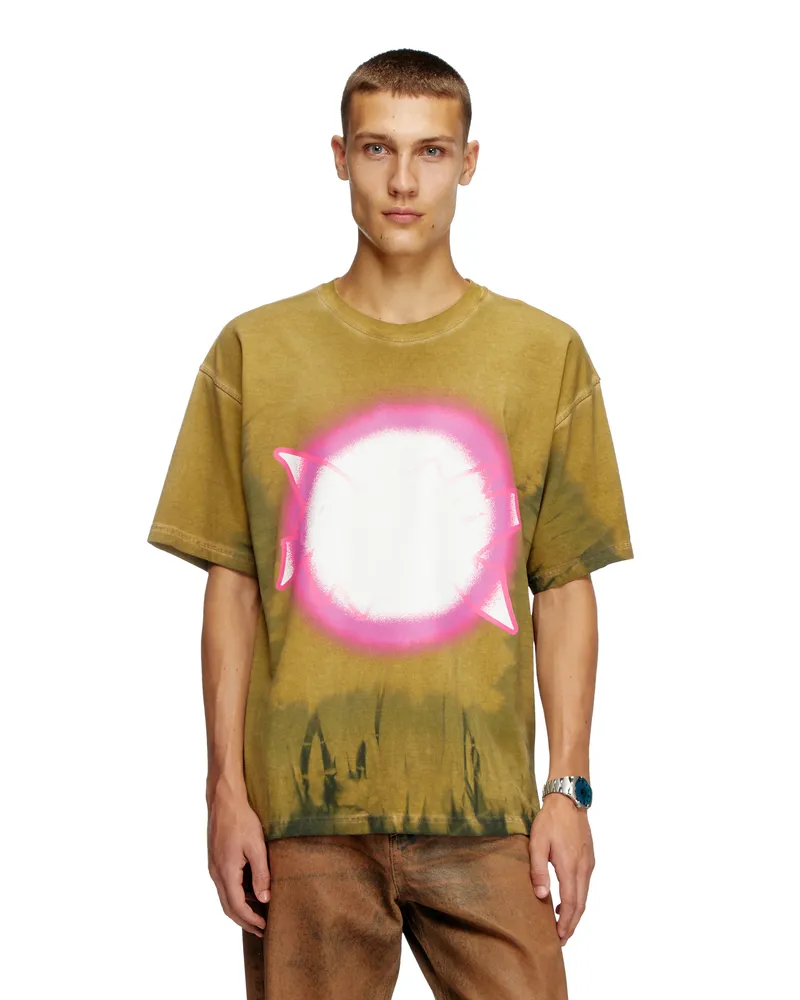Diesel Batik-T-Shirt mit Scheinwerferlicht-Print - T-Shirts - Herren - Braun Braun