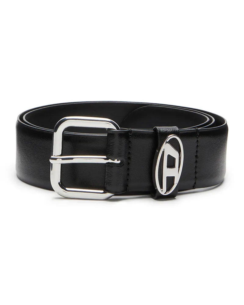 Diesel 3.9cm Gürtel aus Leder mit Logo-Plakette - Gürtel - Unisex - Schwarz Schwarz