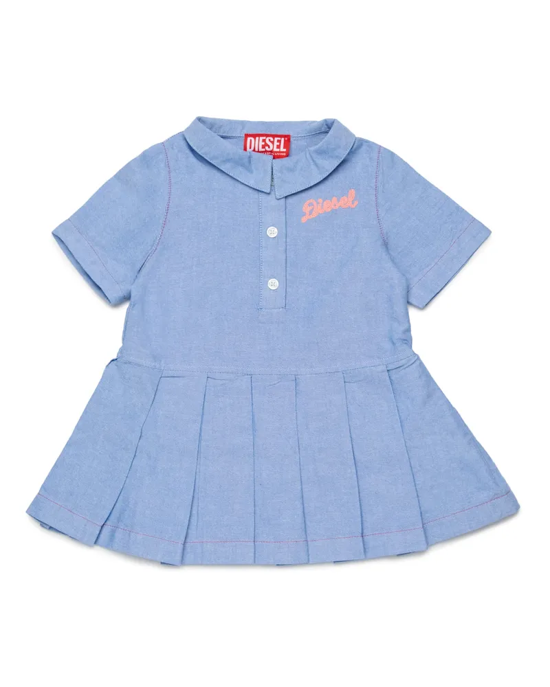 Diesel Baumwollkleid mit plissiertem Rock - Kleider - Damen - Blau Blau