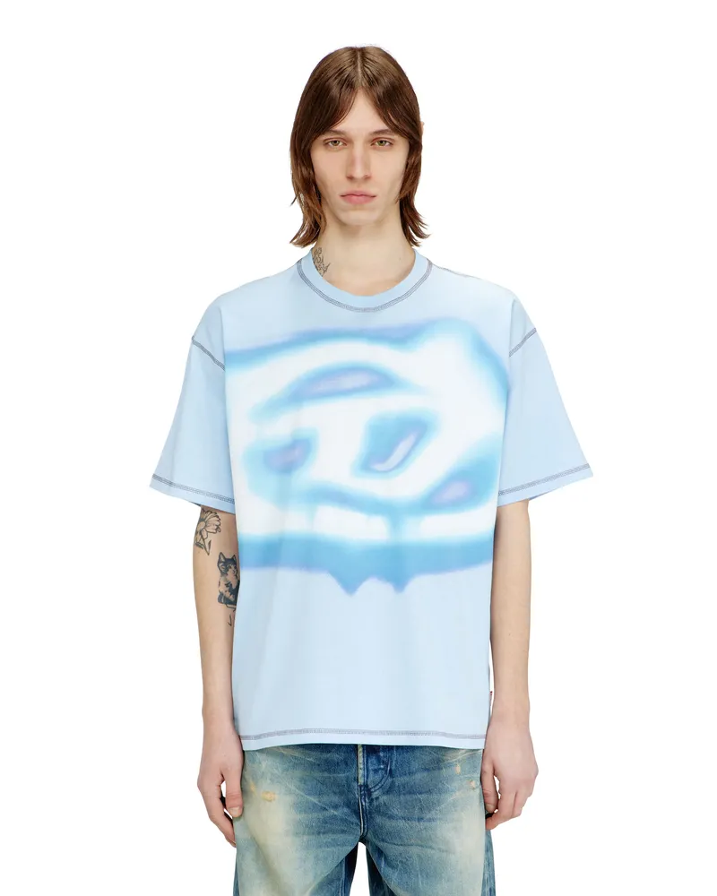 Diesel Lockeres T-Shirt mit Wasser-Effekt-Print - T-Shirts - Herren - Blau Blau