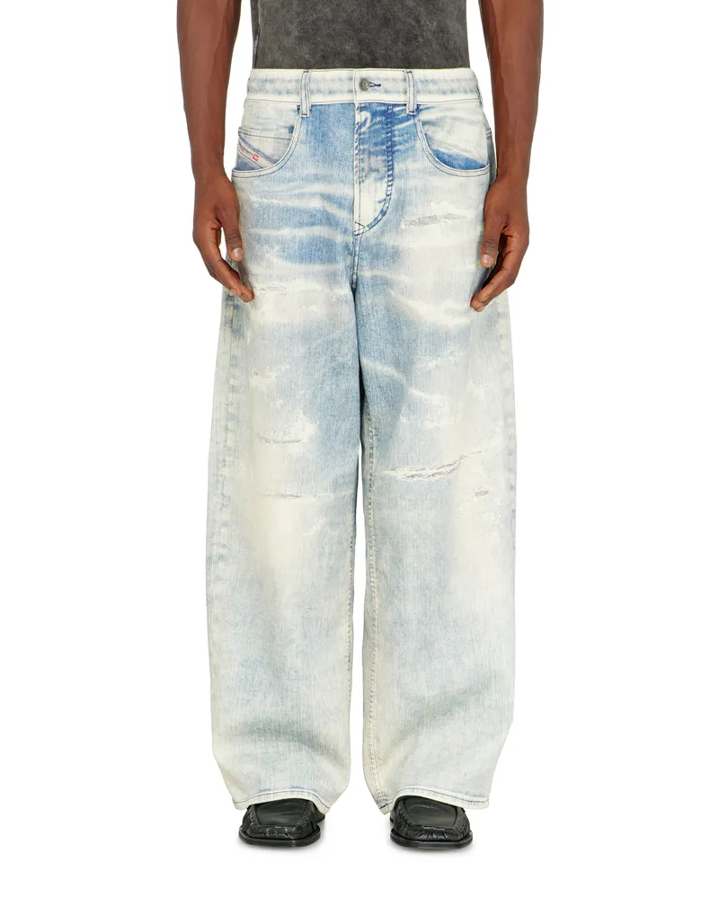 Diesel Relaxed Regular Waist 2097 D-Enim-M Joggjeans, Hellblau, Reißverschluss Blau