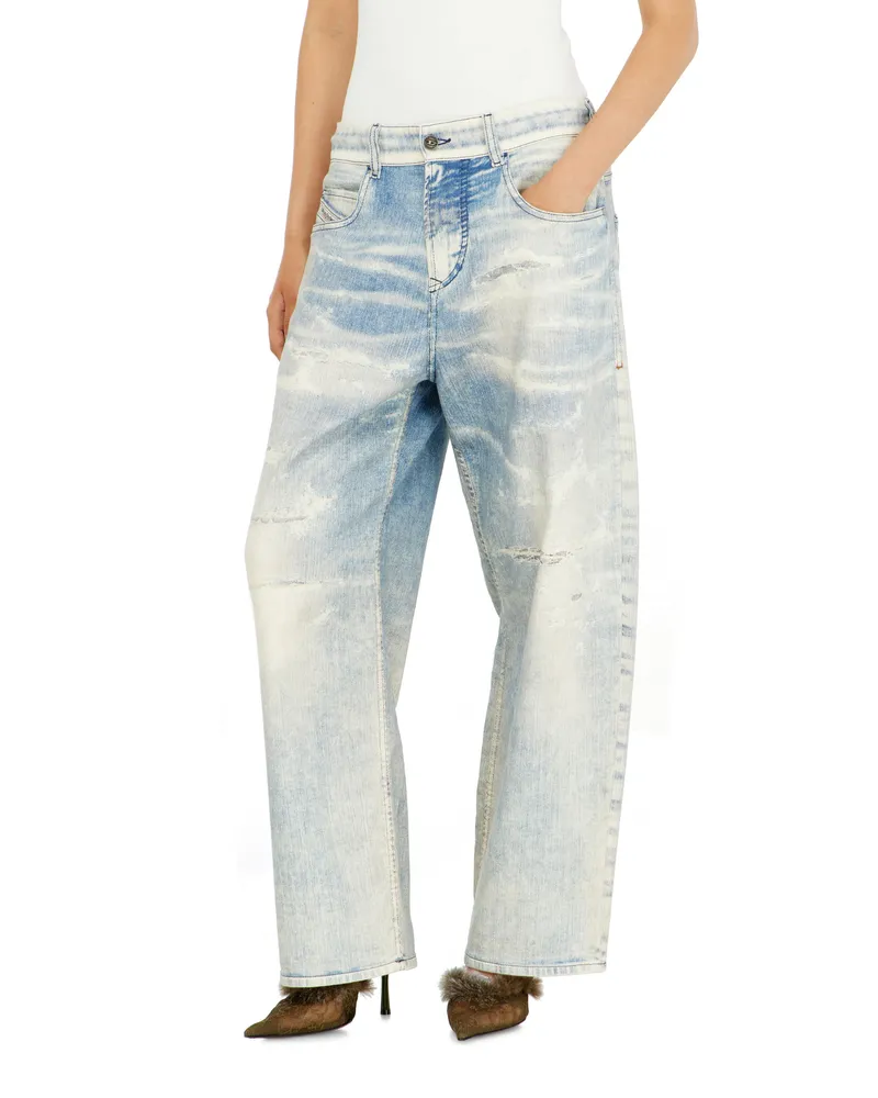 Diesel Relaxed Regular Waist 2097 D-Enim-M Joggjeans, Hellblau, Reißverschluss Blau