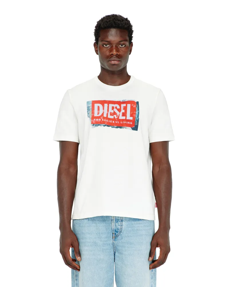 Diesel T-Shirt mit Logo in Knitter-Optik - T-Shirts - Herren - Weiss Weiss