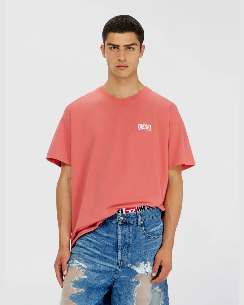 Diesel T-Shirt mit transparentem Logo auf der Rückseite - T-Shirts - Unisex - Rot Rot