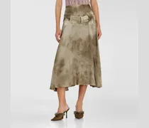 Belted Midirock aus Logo-Jacquard-Satin - Röcke - Damen - Braun
