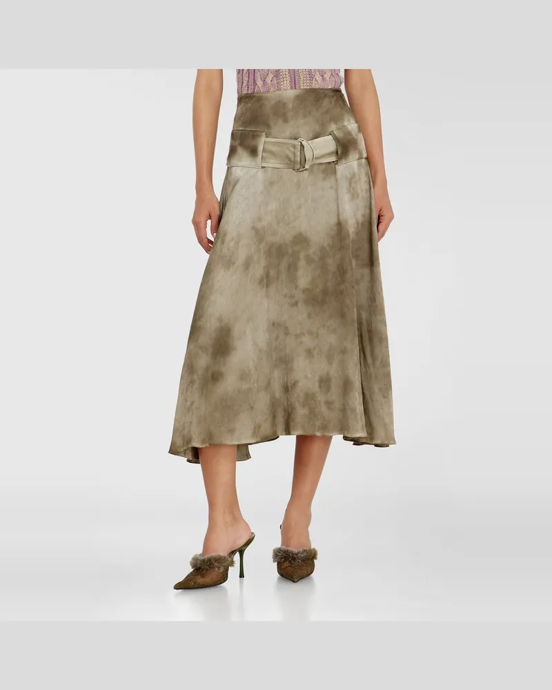 Diesel Belted Midirock aus Logo-Jacquard-Satin - Röcke - Damen - Braun Braun