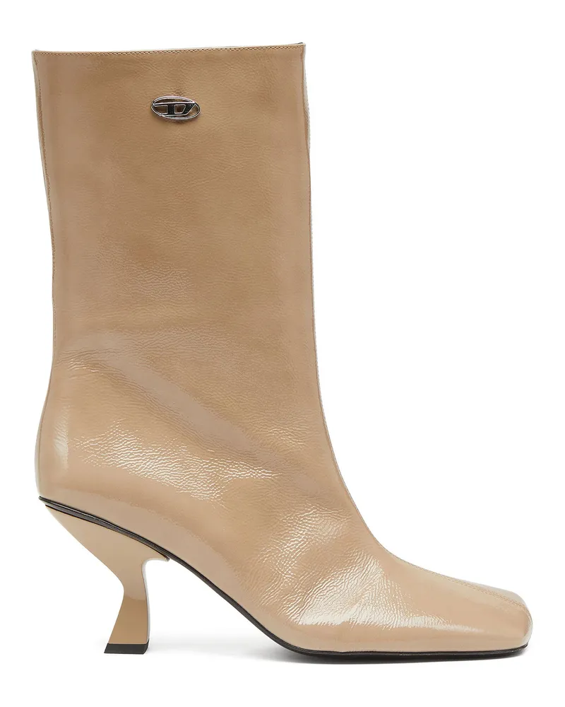 Diesel D-Amber-Stiefeletten mit quadratischer Spitze und Naplak-Effekt - Stiefel - Damen - Beige Beige