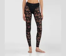 Leggings aus Nylon mit camouflage-Spitze - Hosen - Damen - Schwarz