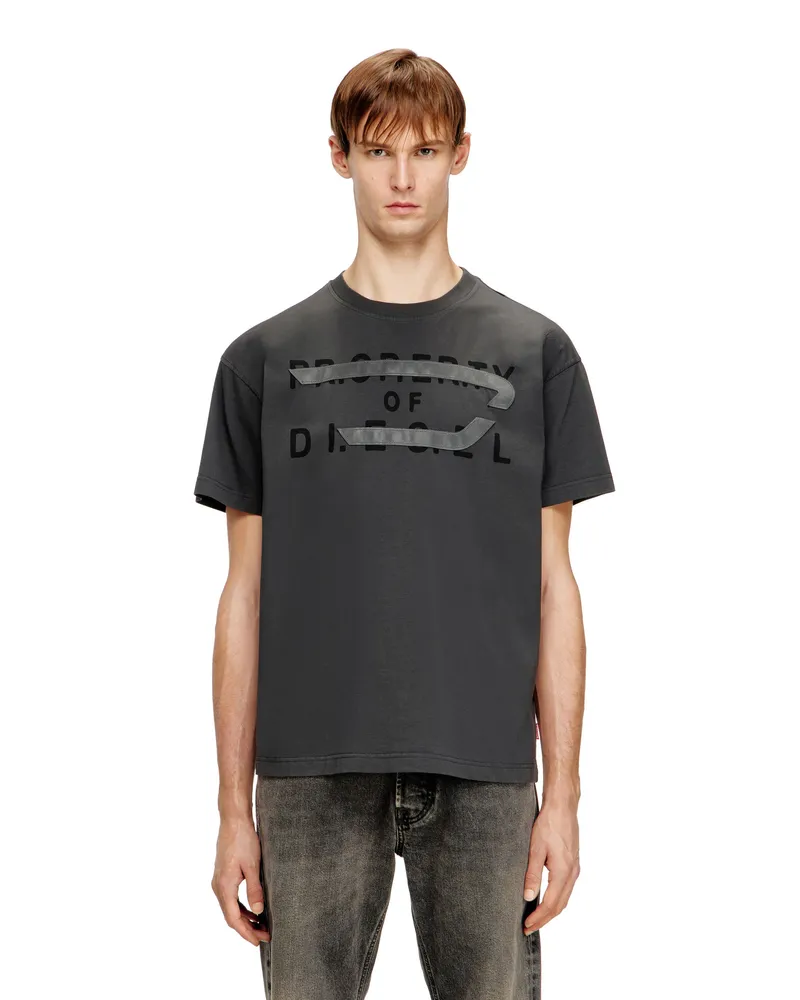 Diesel Reguläres T-Shirt mit D-Applikation - T-Shirts - Herren - Grau Grau