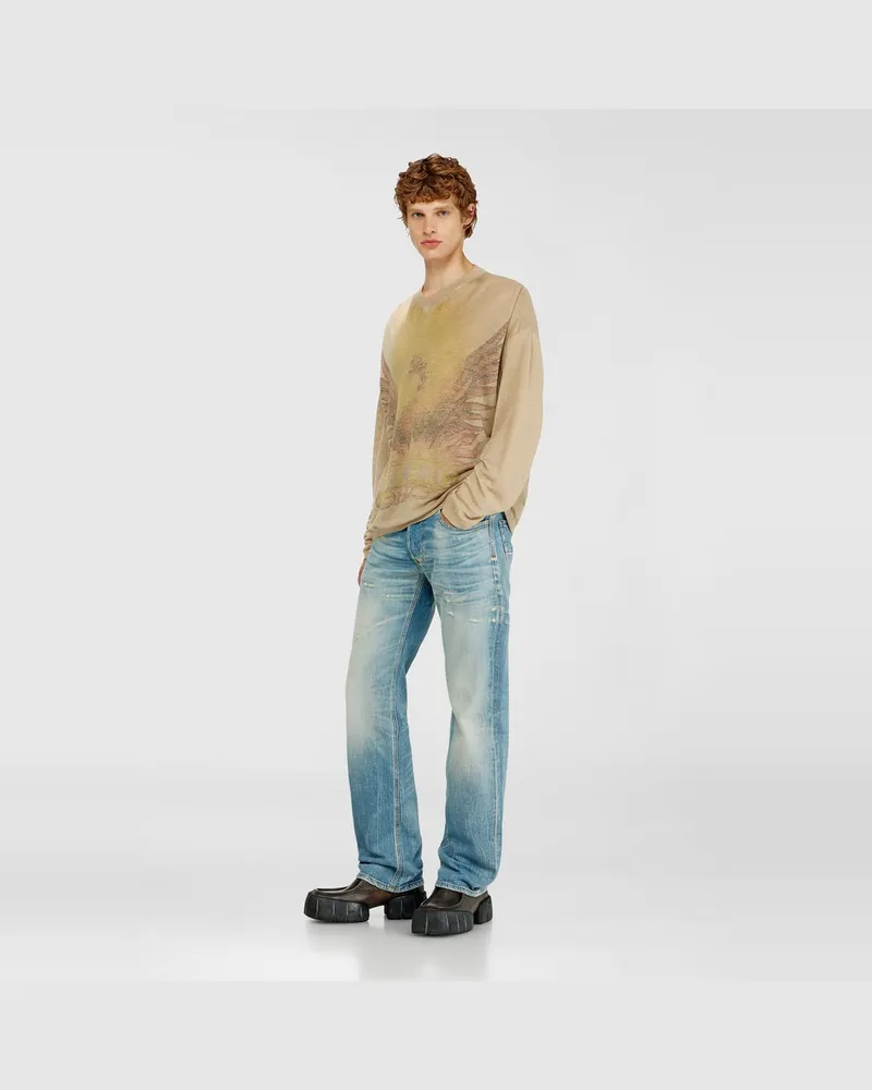 Diesel Leinenpullover mit verblasstem Phoenix-Print - Strickwaren - Herren - Beige Beige
