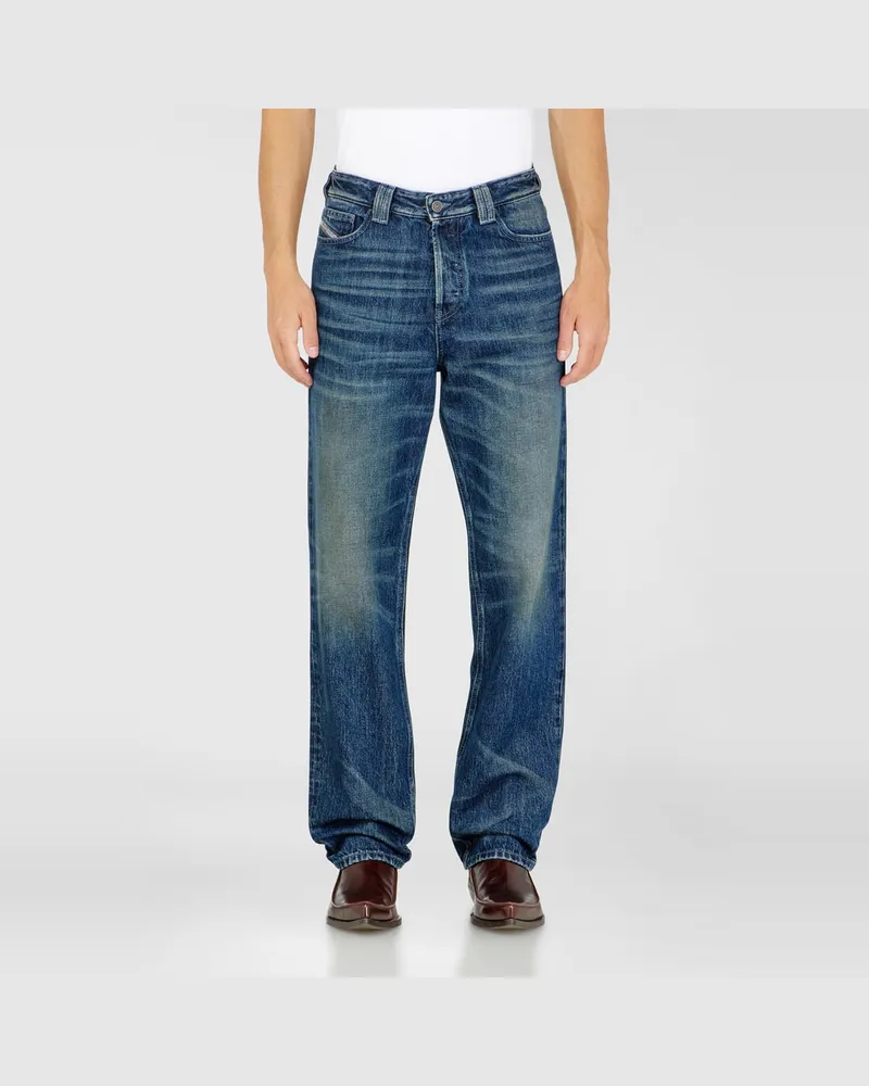 Diesel Regular Jeans High Waist 1991 D-Voeed, Dunkelblau, Knopfverschluss Blau