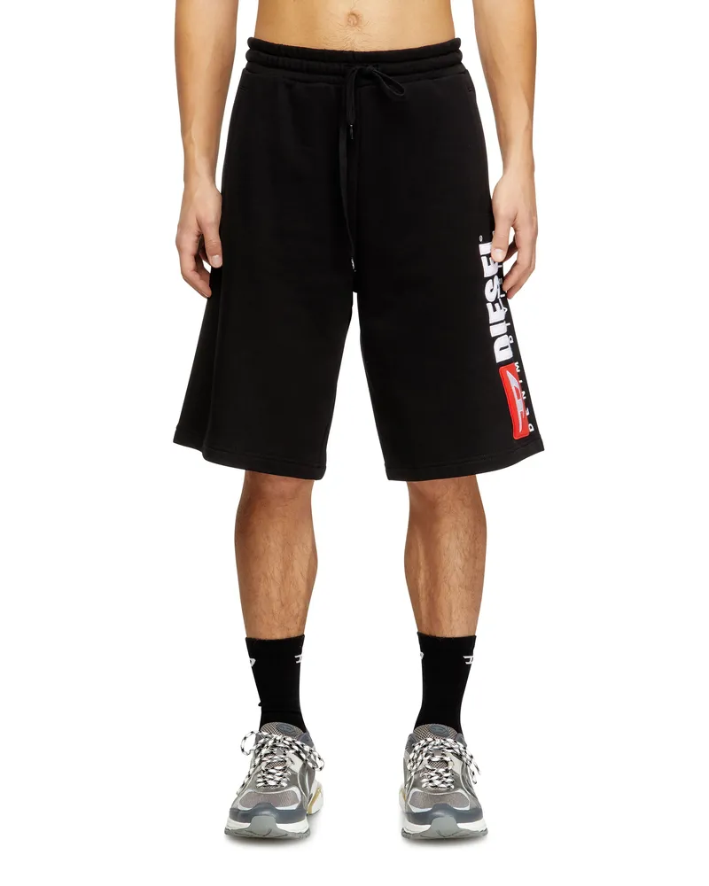Diesel Fleece-Shorts mit Maxi-Logopatch - Kurze Hosen - Herren - Schwarz Schwarz