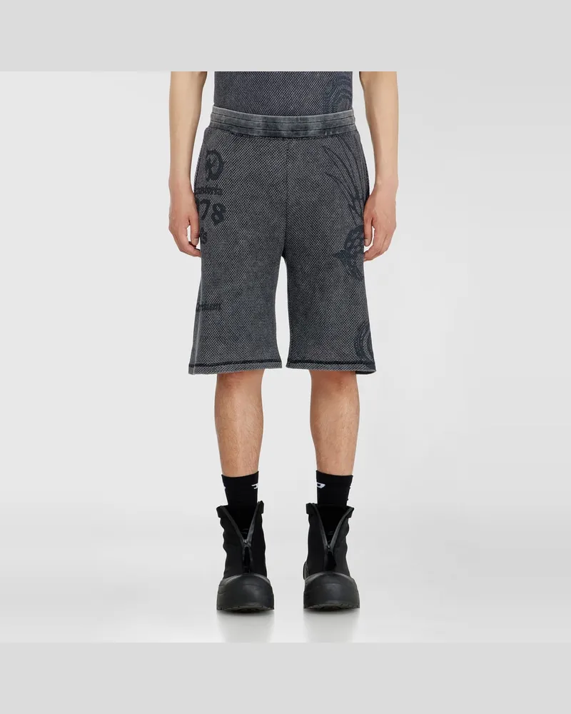 Diesel Sweatshorts aus Baumwollmesh mit Prints - Kurze Hosen - Herren - Grau Grau