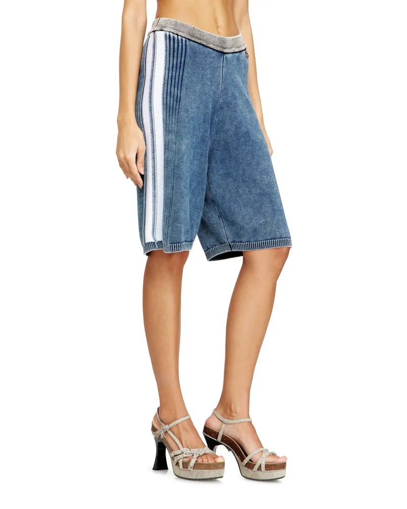 Diesel Gestrickte Shorts mit sportlichen Streifen - Kurze Hosen - Damen - Blau Blau