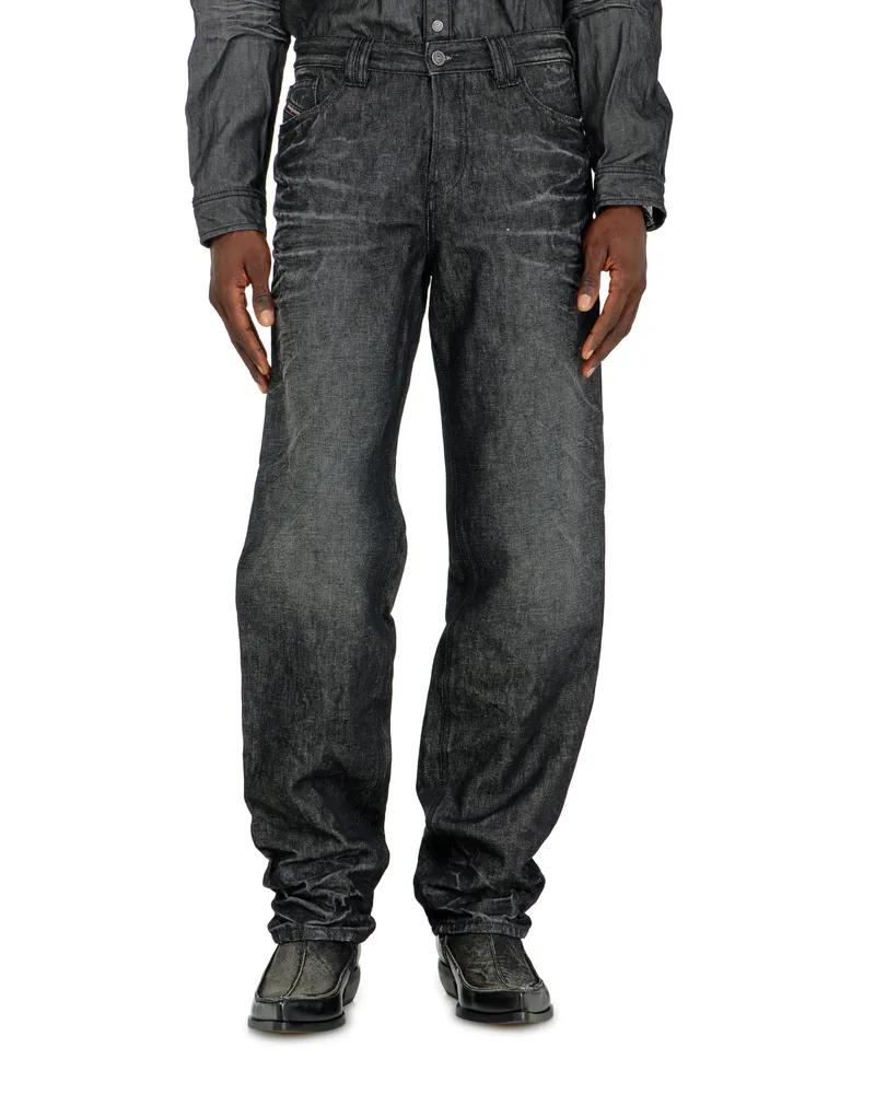 Diesel Regular Jeans High Waist 1991 D-Voeed, Schwarz/Dunkelgrau, Knopfverschluss Schwarz