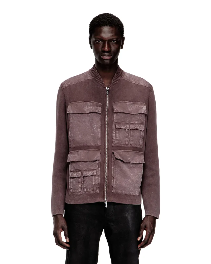 Diesel Reißverschluss-Cardigan mit Cargo-Taschen - Strickwaren - Herren - Braun Braun