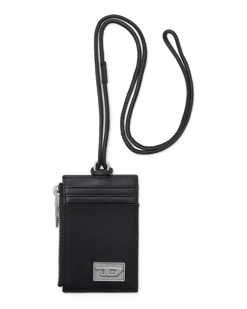 Diesel Leder-Ausweishülle mit Reißverschlusstasche - Kartenetuis - Herren - Schwarz Schwarz