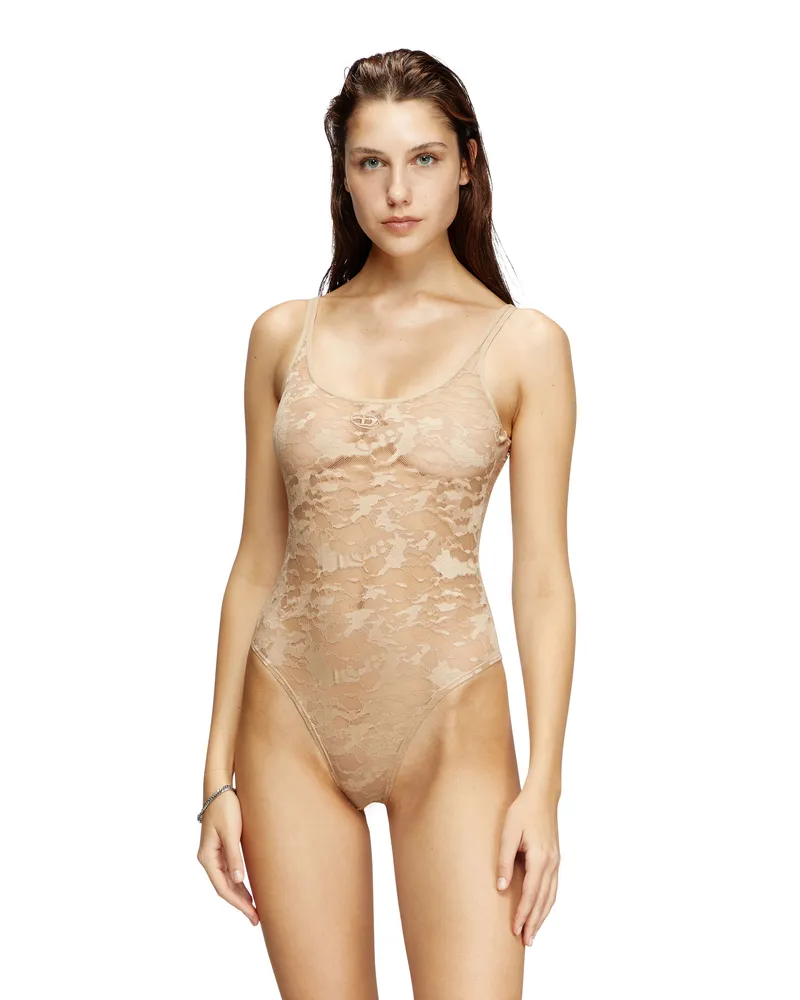 Diesel Camouflage-Spitzen-Body mit Oval D-Stickerei - Bodys - Damen - Braun Braun