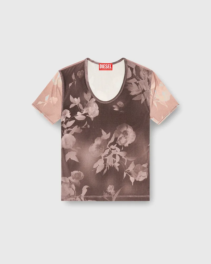 Diesel Top aus geripptem Jersey mit Blumenprint - Oberteile - Damen - Bunt Bunt