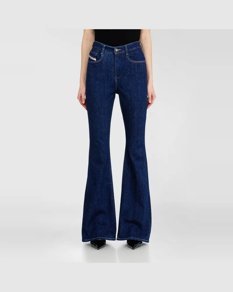 Diesel Bootcut Jeans High Waist 1973 D-Partt, Dunkelblau, Reißverschluss Blau