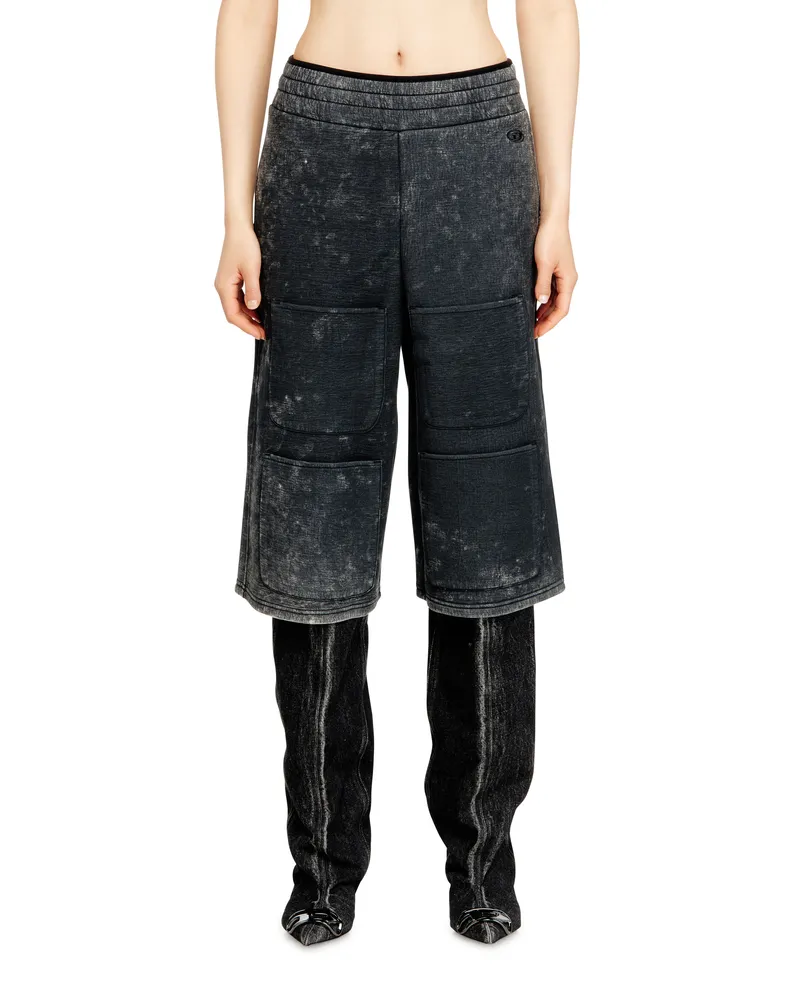 Diesel Weit geschnittene Shorts aus Scuba mit Marmoreffekt - Kurze Hosen - Unisex - Schwarz Schwarz