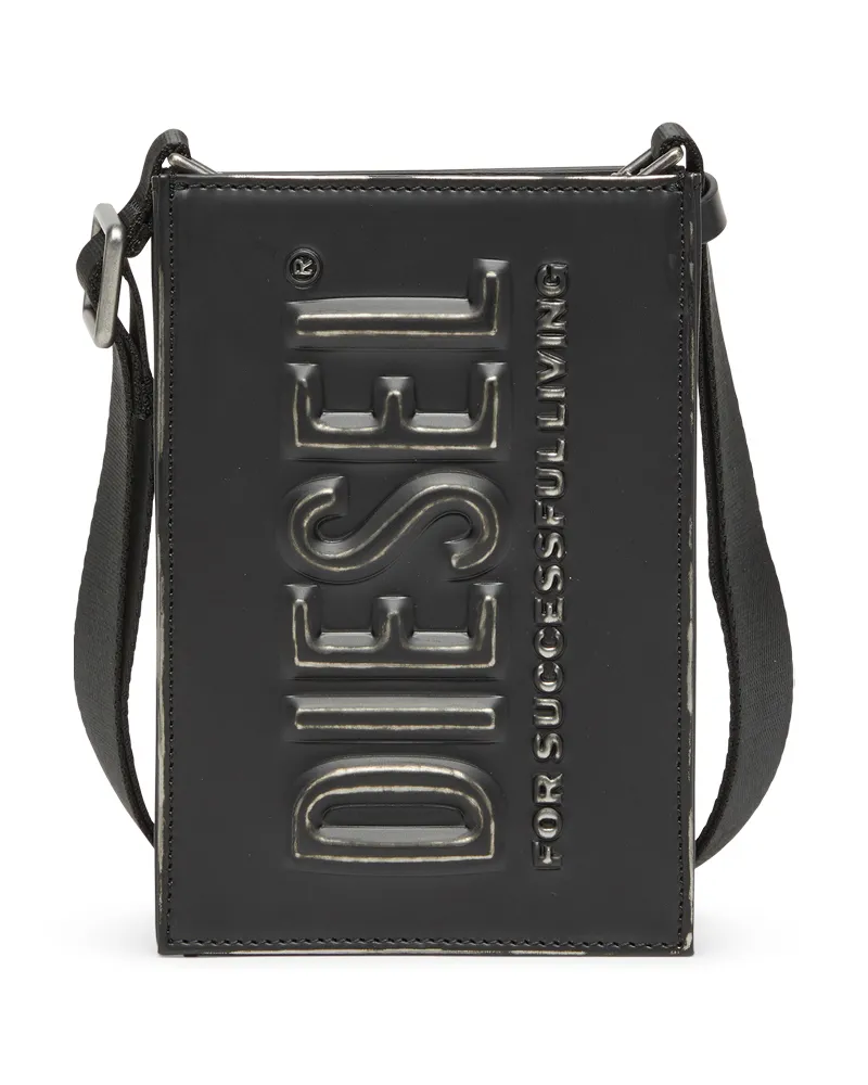 Diesel Dsl 3D - Tasche mit geprägtem Logo - Schultertaschen - Unisex - Schwarz Schwarz