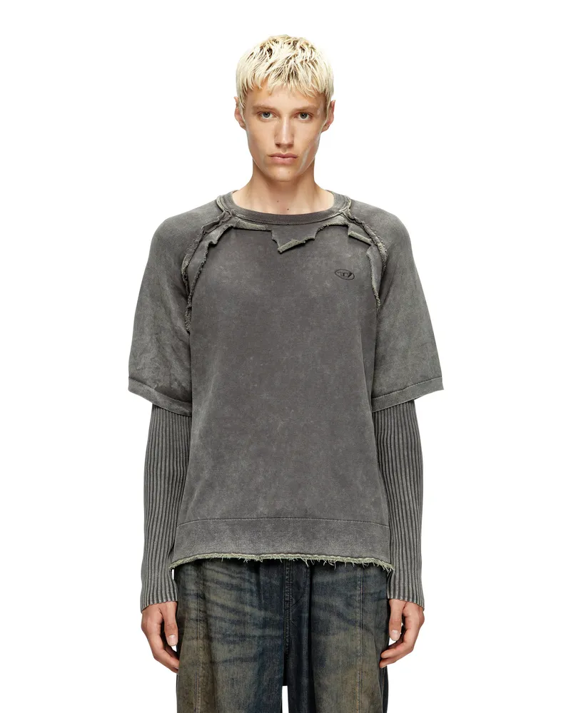 Diesel Lagenpullover mit Destroyed-Effekt - Strickwaren - Herren - Grau Grau